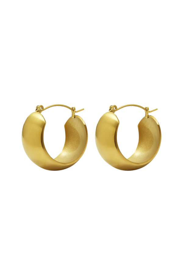 Sapphire' Brushed Matte Texture Wide Hoop Earrings